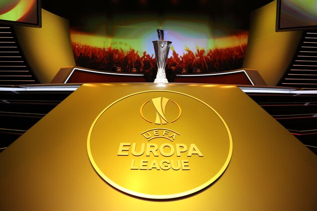 The UEFA Europa League trophy is pictured during the UEFA Europa League group stage draw ceremony, on August 26, 2016, in Monaco. / AFP / VALERY HACHE        (Photo credit should read VALERY HACHE/AFP/Getty Images)
