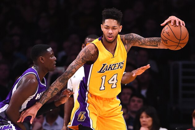 LOS ANGELES, CA - FEBRUARY 14: Brandon Ingram #14 of the Los Angeles Lakers is guard by Darren Collison #7 of the Sacramento Kings during the game against at Staples Center on February 14, 2017 in Los Angeles, California. NOTE TO USER: User expressly acknowledges and agrees that, by downloading and or using this photograph, User is consenting to the terms and conditions of the Getty Images License Agreement. (Photo by Jayne Kamin-Oncea/Getty Images) LOS ANGELES, CA - FEBRUARY 14: Brandon Ingram #14 of the Los Angeles Lakers is guard by Darren Collison #7 of the Sacramento Kings during the game against at Staples Center on February 14, 2017 in Los Angeles, California. NOTE TO USER: User expressly acknowledges and agrees that, by downloading and or using this photograph, User is consenting to the terms and conditions of the Getty Images License Agreement. (Photo by Jayne Kamin-Oncea/Getty Images)