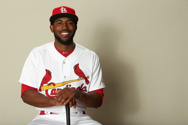 JUPITER, FL - FEBRUARY 20:  Dexter Fowler #81 poses for a portrait during St Louis Cardinals Photo Day at Roger Dean Stadium on February 20, 2017 in Jupiter, Florida.  (Photo by Matthew Stockman/Getty Images)