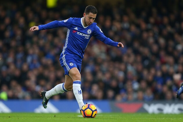 LONDON, ENGLAND - DECEMBER 31: Eden Hazard of Chelsea during the Premier League match between Chelsea and Stoke City at Stamford Bridge on December 31, 2016 in London, England. (Photo by Catherine Ivill - AMA/Getty Images)