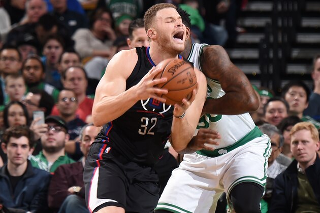 BOSTON, MA - FEBRUARY 5: Blake Griffin #32 of the LA Clippers drives to the basket against the Boston Celtics on February 5, 2017 at the TD Garden in Boston, Massachusetts.  NOTE TO USER: User expressly acknowledges and agrees that, by downloading and or using this photograph, User is consenting to the terms and conditions of the Getty Images License Agreement. Mandatory Copyright Notice: Copyright 2017 NBAE  (Photo by Brian Babineau/NBAE via Getty Images)