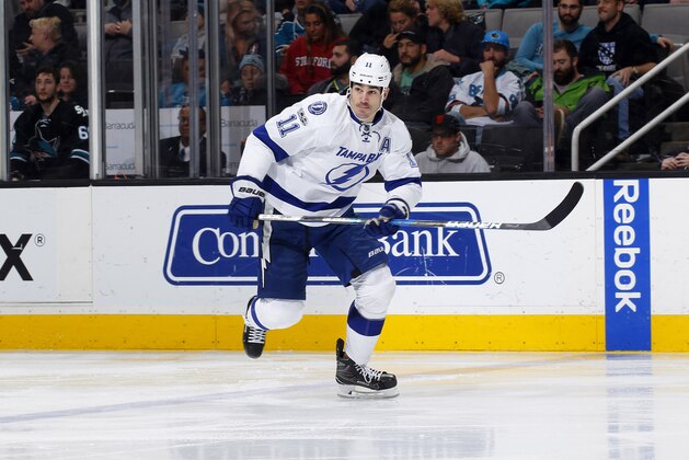 SAN JOSE, CA - JANUARY 19: Brian Boyle #11 of the Tampa Bay Lightning skates against the San Jose Sharks at SAP Center on January 19, 2017 in San Jose, California. (Photo by Rocky W. Widner/NHL/Getty Images)