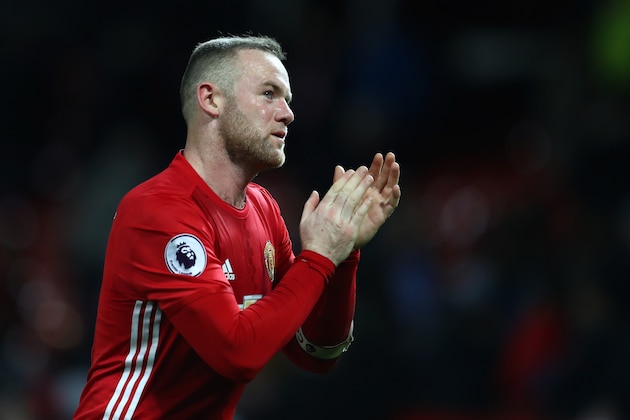 MANCHESTER, ENGLAND - FEBRUARY 01: Wayne Rooney of Manchester United applauds supporters during the Premier League match between Manchester United and Hull City at Old Trafford on February 1, 2017 in Manchester, England.  (Photo by Clive Mason/Getty Images)