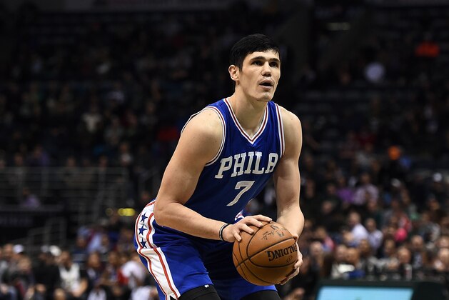 MILWAUKEE, WI - JANUARY 25:  Ersan Ilyasova #7 of the Philadelphia 76ers shoots a free throw during the second half of a game against the Milwaukee Bucks at the BMO Harris Bradley Center on January 25, 2017 in Milwaukee, Wisconsin.  NOTE TO USER: User expressly acknowledges and agrees that, by downloading and or using this photograph, User is consenting to the terms and conditions of the Getty Images License Agreement.  (Photo by Stacy Revere/Getty Images)