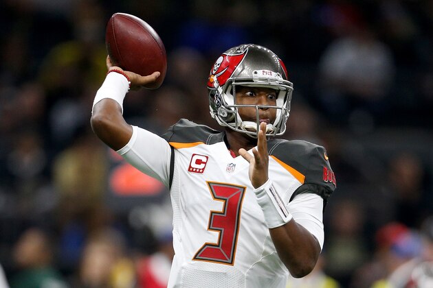 NEW ORLEANS, LA - DECEMBER 24:  Jameis Winston #3 of the Tampa Bay Buccaneers throws a pass against the New Orleans Saints at the Mercedes-Benz Superdome on December 24, 2016 in New Orleans, Louisiana.  (Photo by Jonathan Bachman/Getty Images)