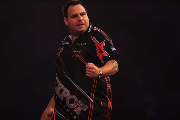LONDON, ENGLAND - DECEMBER 23:  Adrian Lewis of Great Britain celebrates winning the first set against Joe Cullen of Great Britain during day nine of the 2017 William Hill PDC World Darts Championships at Alexandra Palace on December 23, 2016 in London, England.  (Photo by Matthew Lewis/Getty Images)