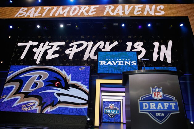 CHICAGO, IL - APRIL 28:  A detailed view of the pick is in for the #6 overall pick by the Baltimore Ravens during the first round of the 2016 NFL Draft at the Auditorium Theatre of Roosevelt University on April 28, 2016 in Chicago, Illinois.  (Photo by Jon Durr/Getty Images)