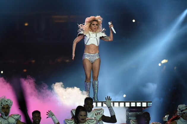 Singer Lady Gaga performs during the halftime show of Super Bowl LI at NGR Stadium in Houston, Texas, on February 5, 2017. / AFP / Timothy A. CLARY        (Photo credit should read TIMOTHY A. CLARY/AFP/Getty Images)