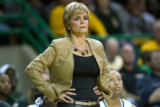 WACO, TX - DECEMBER 18: Baylor Bears head coach Kim Mulkey looks on against the Mississippi Lady Rebels on December 18, 2013 at the Ferrell Center in Waco, Texas.  (Photo by Cooper Neill/Getty Images)