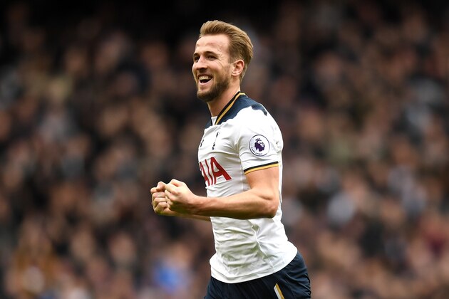 LONDON, ENGLAND - FEBRUARY 26:  Harry Kane of Tottenham Hotspur celebrates as he scores his teams third goal and completes his hattrick during the Premier League match between Tottenham Hotspur and Stoke City at White Hart Lane on February 26, 2017 in London, England.  (Photo by Michael Regan/Getty Images)