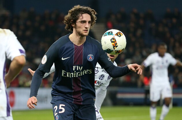PARIS, FRANCE - FEBRUARY 19: Adrien Rabiot of PSG in action during the French Ligue 1 match between Paris Saint-Germain (PSG) and Toulouse FC (TFC) at Parc des Princes stadium on February 19, 2017 in Paris, France. (Photo by Jean Catuffe/Getty Images)