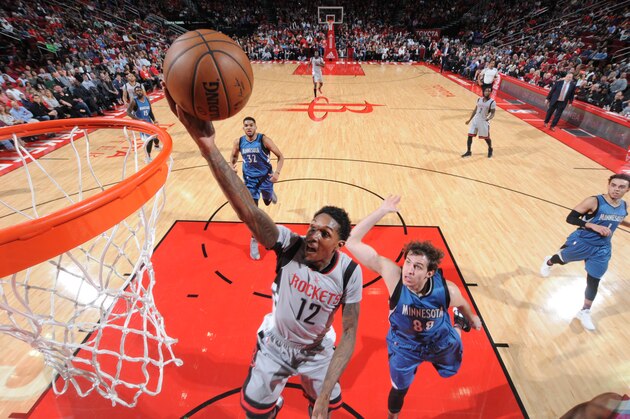 HOUSTON, TX - FEBRUARY 25:  Louis Williams #12 of the Houston Rockets goes up for a lay up during a game against the Minnesota Timberwolves on February 25, 2017 at the Toyota Center in Houston, Texas. NOTE TO USER: User expressly acknowledges and agrees that, by downloading and/or using this photograph, user is consenting to the terms and conditions of the Getty Images License Agreement. Mandatory Copyright Notice: Copyright 2017 NBAE (Photo by Bill Baptist/NBAE via Getty Images)
