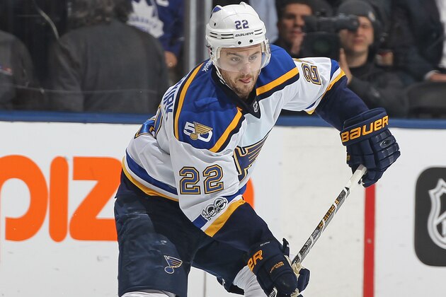 TORONTO, ON - FEBRUARY 9:  Kevin Shattenkirk #22 of the St. Louis Blues plays the puck against the Toronto Maple Leafs during an NHL game at the Air Canada Centre on February 9, 2017 in Toronto, Ontario, Canada. The Blues defeated the Maple Leafs 2-1 in overtime. (Photo by Claus Andersen/Getty Images)