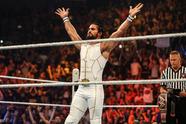 NEW YORK, NY - AUGUST 23:  Seth Rollins enters the ring at the WWE SummerSlam 2015 at Barclays Center of Brooklyn on August 23, 2015 in New York City.  (Photo by JP Yim/Getty Images)