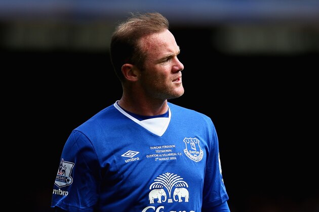 LIVERPOOL, ENGLAND - AUGUST 02:  Wayne Rooney  of Everton and Manchester United in action during the Duncan Ferguson Testimonial match between Everton and Villarreal at Goodison Park on August 2, 2015 in Liverpool, England.  (Photo by Clive Brunskill/Getty Images)
