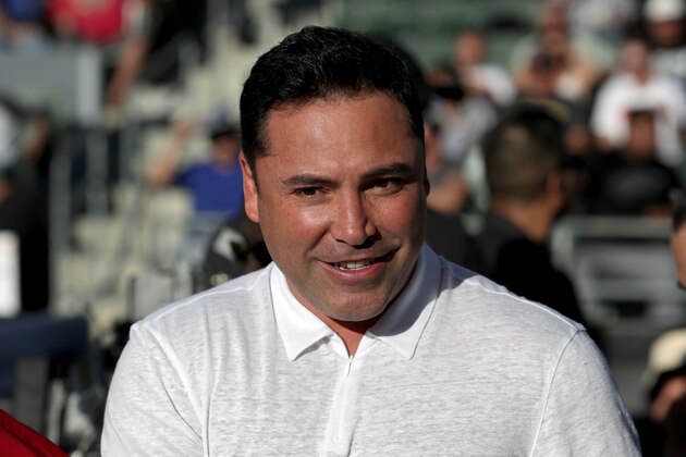 CARSON, CA - JUNE 04:  Former professional boxer and founder of Golden Boy Promotions Oscar De La Hoya attends the Orlando Salido and Francisco Vargas WBC super featherweight championship bout at StubHub Center on June 4, 2016 in Carson, California.  (Photo by Sean M. Haffey/Getty Images)