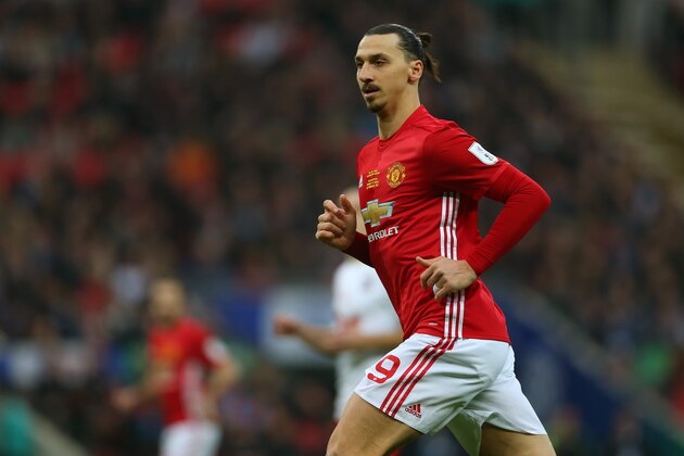 LONDON, ENGLAND - FEBRUARY 26: Zlatan Ibrahimovic of Manchester United during the EFL Cup Final match between Manchester United and Southampton at Wembley Stadium on February 26, 2017 in London, England. (Photo by Catherine Ivill - AMA/Getty Images)