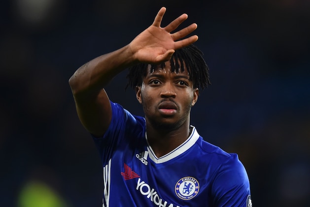Chelsea's Belgian striker Michy Batshuayi waves at the crowd at the end of the English FA Cup fourth round football match between Chelsea and Brentford at Stamford Bridge in London on January 28, 2017. / AFP / Glyn KIRK / RESTRICTED TO EDITORIAL USE. No use with unauthorized audio, video, data, fixture lists, club/league logos or 'live' services. Online in-match use limited to 75 images, no video emulation. No use in betting, games or single club/league/player publications.  /         (Photo credit should read GLYN KIRK/AFP/Getty Images)