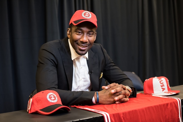 NEW YORK, NY - AUGUST 01:  Amar'e Stoudemire speaks at a press conference to announce his retirement from the NBA and for signing a contract with Hapoel Jerusalem Basketball Club in Israel at Madison Square Garden on August 1, 2016 in New York City.  (Photo by Noam Galai/Getty Images)