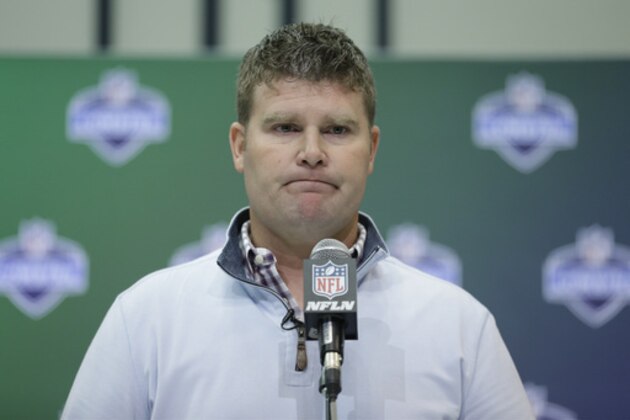 Tennessee Titans general manager Jon Robinson speaks during a press conference at the NFL Combine in Indianapolis, Wednesday, March 1, 2017. (AP Photo/Michael Conroy)