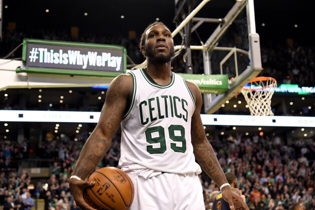 BOSTON, MA - March 1: Jae Crowder #99 of the Boston Celtics looks on during the game against the Cleveland Cavaliers on March 1, 2017 at the TD Garden in Boston, Massachusetts.  NOTE TO USER: User expressly acknowledges and agrees that, by downloading and or using this photograph, User is consenting to the terms and conditions of the Getty Images License Agreement. Mandatory Copyright Notice: Copyright 2017 NBAE  (Photo by Brian Babineau/NBAE via Getty Images)