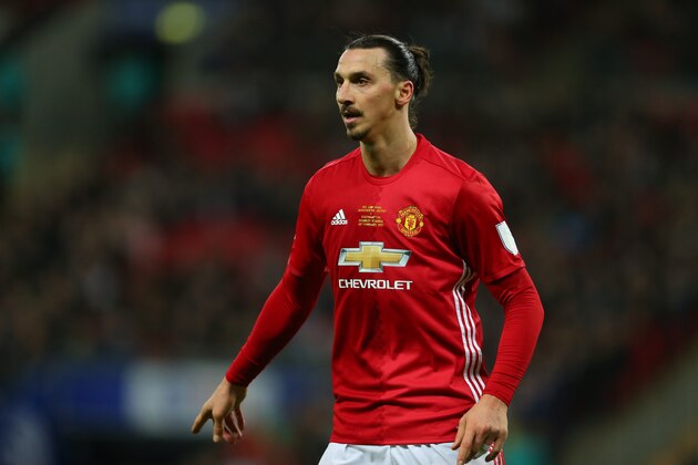 LONDON, ENGLAND - FEBRUARY 26: Zlatan Ibrahimovic of Manchester United during the EFL Cup Final match between Manchester United and Southampton at Wembley Stadium on February 26, 2017 in London, England. (Photo by Catherine Ivill - AMA/Getty Images)