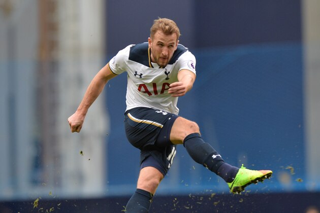 Tottenham Hotspur's English striker Harry Kane shoots to score his third goal to complete his hattrick during the English Premier League football match between Tottenham Hotspur and Stoke City at White Hart Lane in London, on February 26, 2017. / AFP / OLLY GREENWOOD / RESTRICTED TO EDITORIAL USE. No use with unauthorized audio, video, data, fixture lists, club/league logos or 'live' services. Online in-match use limited to 75 images, no video emulation. No use in betting, games or single club/league/player publications.  /         (Photo credit should read OLLY GREENWOOD/AFP/Getty Images)