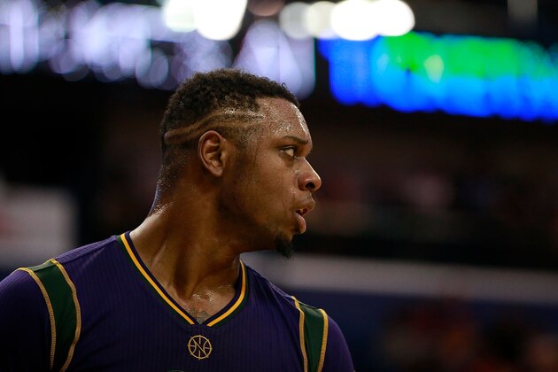 NEW ORLEANS, LA - FEBRUARY 08:  Terrence Jones #9 of the New Orleans Pelicans stands on the court during a game against the Utah Jazz at the Smoothie King Center on February 8, 2017 in New Orleans, Louisiana. NOTE TO USER: User expressly acknowledges and agrees that, by downloading and or using this photograph, User is consenting to the terms and conditions of the Getty Images License Agreement.  (Photo by Sean Gardner/Getty Images)