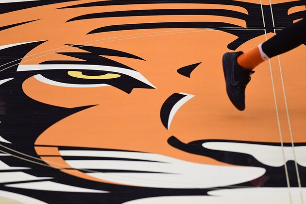 PRINCETON, NJ - FEBRUARY 11: The Princeton Tigers logo is shown during the second half against the Columbia Lions at L. Stockwell Jadwin Gymnasium on February 11, 2017 in Princeton, New Jersey. Princeton won 61-59. (Photo by Corey Perrine/Getty Images)