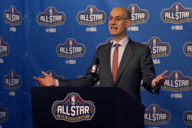 NBA Commissioner Adam Silver arrives at a press conference before NBA All-Star Saturday Night events in New Orleans, La., Saturday, Feb. 18, 2017. (AP Photo/Max Becherer)