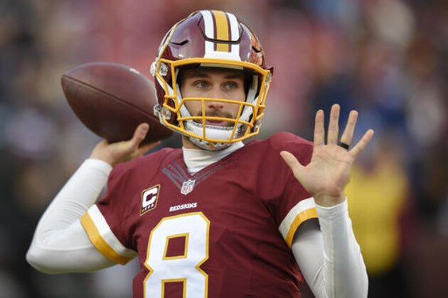 Washington Redskins quarterback Kirk Cousins (8) warms up before an NFL football game against the New York Giants in Landover, Md., Sunday, Jan. 1, 2017. (AP Photo/Nick Wass)