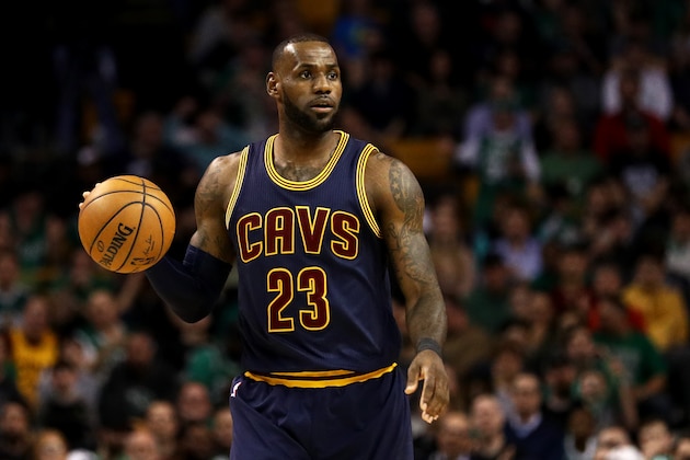 BOSTON, MA - MARCH 1: LeBron James #23 of the Cleveland Cavaliers dribbles against the Boston Celtics during the first quarter at TD Garden on March 1, 2017 in Boston, Massachusetts. NOTE TO USER: User expressly acknowledges and agrees that, by downloading and or using this Photograph, user is consenting to the terms and conditions of the Getty Images License Agreement. (Photo by Maddie Meyer/Getty Images)