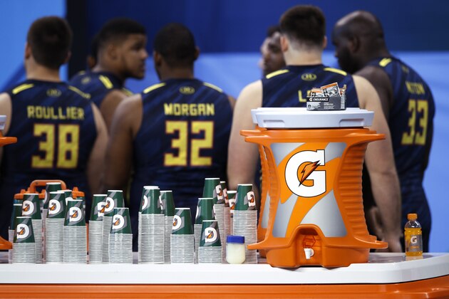 INDIANAPOLIS, IN - MARCH 03: General view of Gatorade fueling station during day three of the NFL Combine at Lucas Oil Stadium on March 3, 2017 in Indianapolis, Indiana. (Photo by Joe Robbins/Getty Images) *** Local Caption ***