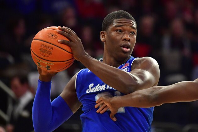 NEW YORK, NY - FEBRUARY 11: Angel Delgado #31 of the Seton Hall Pirates handles the ball on offense against the St. John's Red Storm during the first half at Madison Square Garden on February 11, 2017 in New York City. The St. John's Red Storm defeated the Seton Hall Pirates 78-70.  (Photo by Steven Ryan/Getty Images)