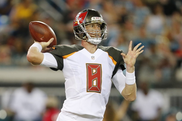JACKSONVILLE, FL - AUGUST 20: Mike Glennon #8 of the Tampa Bay Buccaneers throws the ball against the Jacksonville Jaguars during a preseason game on August 20, 2016 at EverBank Field in Jacksonville, Florida. Tampa Bay defeated Jacksonville 27-21. (Photo by Joel Auerbach/Getty Images)