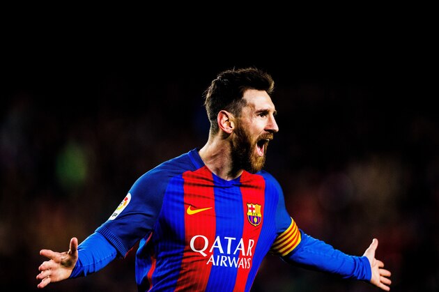 BARCELONA, SPAIN - MARCH 04:  Lionel Messi of Barcelona celebrates after scoring his team's first goal during the La Liga match between FC Barcelona and RC Celta de Vigo at Camp Nou on March 04, 2017 in Barcelona, Spain.  (Photo by Vladimir Rys Photography/Getty Images)
