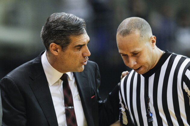 Villanova head coach Jay Wright in action during an NCAA college basketball game against Butler, Wednesday, Feb. 22, 2017, in Villanova, Pa. (AP Photo/Laurence Kesterson)