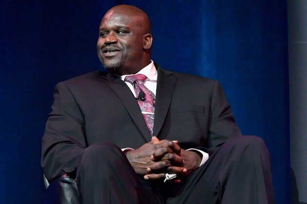 BOSTON, MA - NOVEMBER 29:  Shaquille O'Neal receives the Basketball Legacy Award at the 15th Annual Sports Museum Tradition Awards Ceremony at TD Garden on November 29, 2016 in Boston, Massachusetts.  (Photo by Paul Marotta/Getty Images)