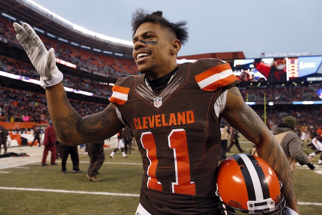 CLEVELAND, OH - DECEMBER 24: Terrelle Pryor #11 of the Cleveland Browns celebrates after defeating the San Diego Chargers 20-17 at FirstEnergy Stadium on December 24, 2016 in Cleveland, Ohio. (Photo by Wesley Hitt/Getty Images) CLEVELAND, OH - DECEMBER 24: Terrelle Pryor #11 of the Cleveland Browns celebrates after defeating the San Diego Chargers 20-17 at FirstEnergy Stadium on December 24, 2016 in Cleveland, Ohio. (Photo by Wesley Hitt/Getty Images)