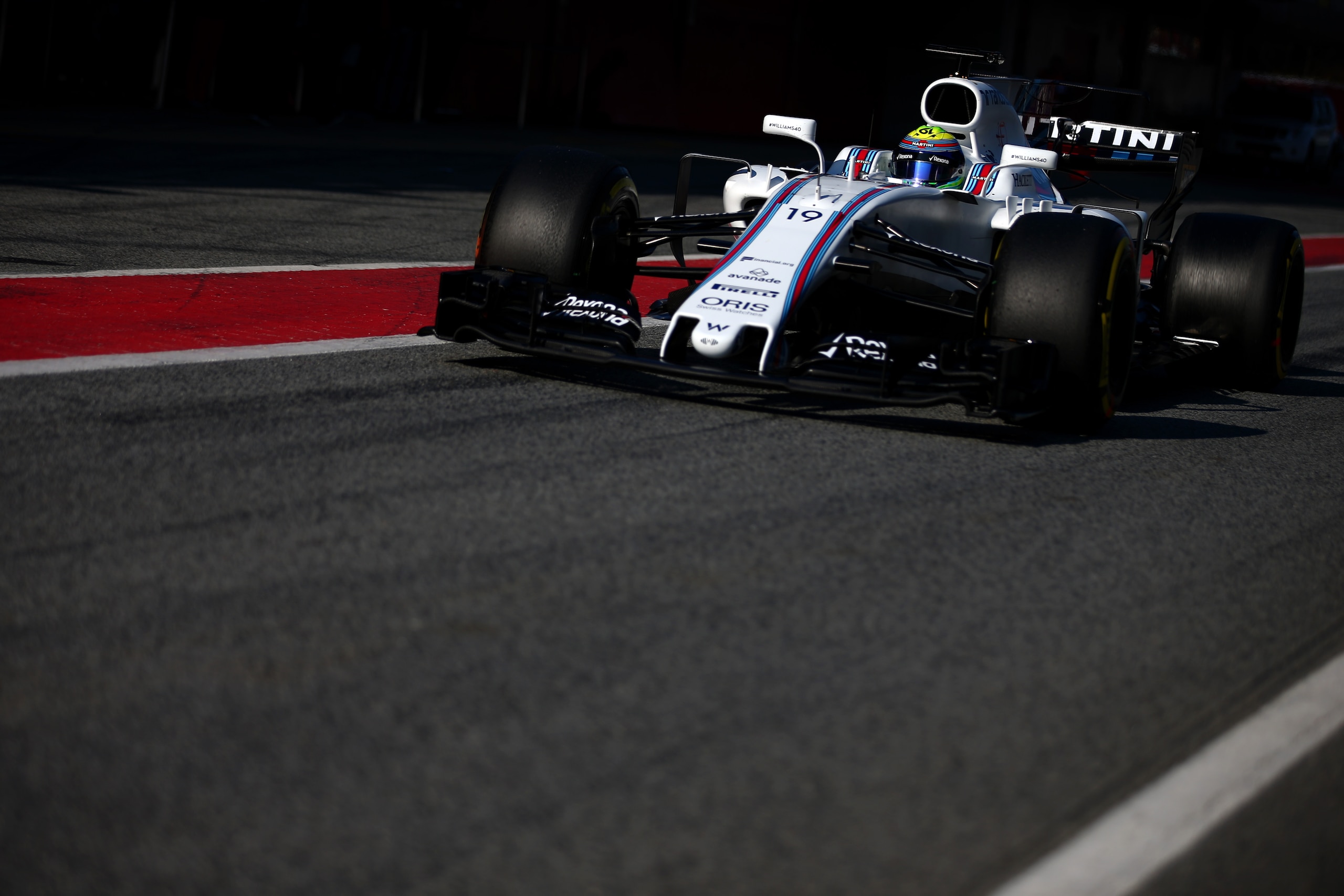 MONTMELO, SPAIN - FEBRUARY 27:  Felipe Massa of Brazil driving the (19) Williams Martini Racing Williams FW40 Mercedes on track during day one of Formula One winter testing at Circuit de Catalunya on February 27, 2017 in Montmelo, Spain.  (Photo by Dan Istitene/Getty Images)