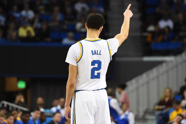 LOS ANGELES, CA - MARCH 01:  Lonzo Ball #2 of the UCLA Bruins during the game against the Washington Huskies at Pauley Pavilion on March 1, 2017 in Los Angeles, California. Bruins won 98-66. (Photo by Jayne Kamin-Oncea/Getty Images)