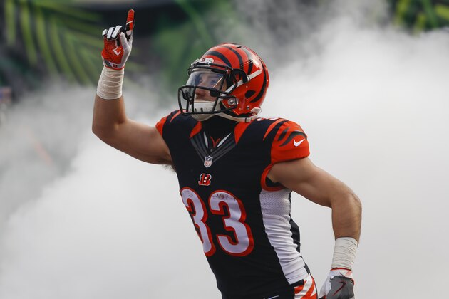 CINCINNATI, OH - JANUARY 01: Rex Burkhead #33 of the Cincinnati Bengals is seen before the game against the Baltimore Ravens at Paul Brown Stadium on January 1, 2017 in Cincinnati, Ohio.  (Photo by Michael Hickey/Getty Images)