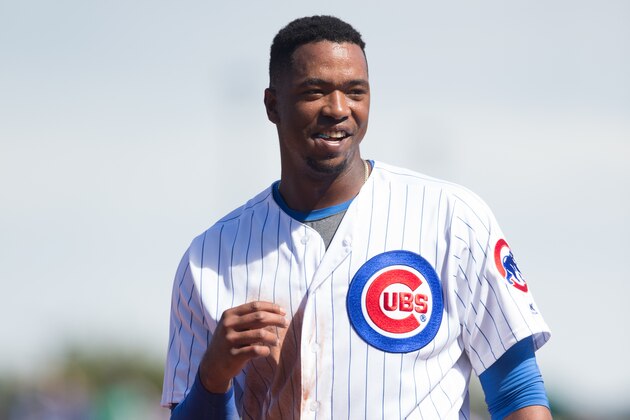 MESA, AZ - FEBRUARY 26:  Eloy Jimenez #68 of the Chicago Cubs looks on during a spring training game against the Cleveland Indians at Sloan Park on February 26, 2017 in Mesa, Arizona. (Photo by Rob Tringali/Getty Images)