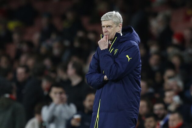 Arsenal's French manager Arsene Wenger looks on during the UEFA Champions League last 16 second leg football match between Arsenal and Bayern Munich at The Emirates Stadium in London on March 7, 2017. / AFP PHOTO / IKIMAGES / Ian KINGTON        (Photo credit should read IAN KINGTON/AFP/Getty Images)
