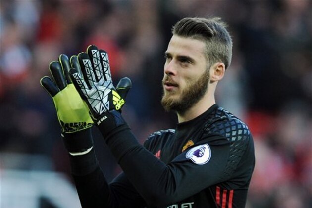 Manchester United’s David De Gea during the English Premier League soccer match between Manchester United and Sunderland at Old Trafford in Manchester, England, Monday, Dec. 26, 2016. (AP Photo/Rui Vieira) Manchester United’s David De Gea during the English Premier League soccer match between Manchester United and Sunderland at Old Trafford in Manchester, England, Monday, Dec. 26, 2016. (AP Photo/Rui Vieira)