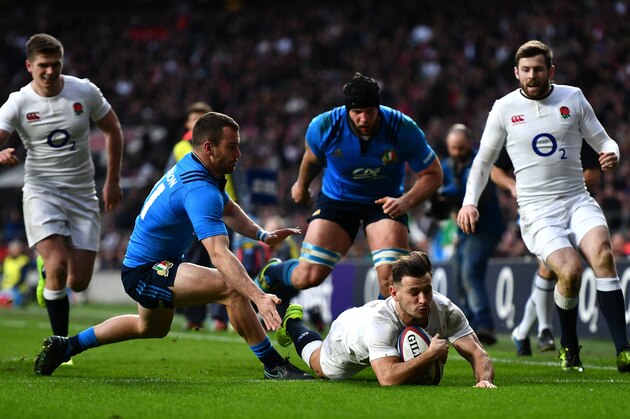 LONDON, ENGLAND - FEBRUARY 26:  Danny Care of England dives over to score their second try during the RBS Six Nations match between England and Italy at Twickenham Stadium on February 26, 2017 in London, England.  (Photo by Dan Mullan/Getty Images)