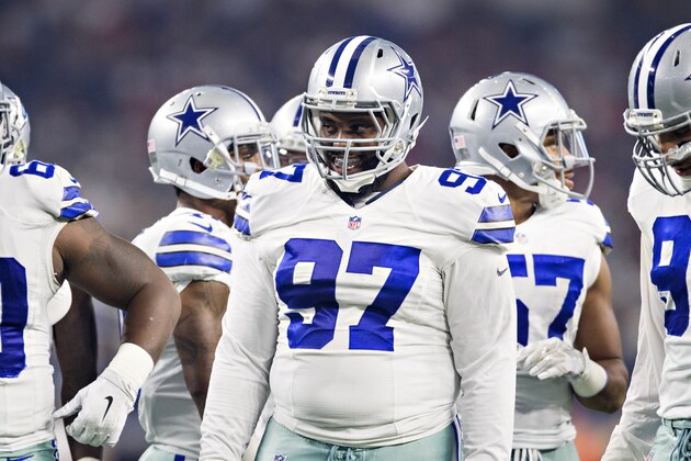 ARLINGTON, TX - SEPTEMBER 3:  Terrell McClain #97 of the Dallas Cowboys looks over the offense during a preseason game against the Houston Texans at AT&T Stadium on September 3, 2015 in Arlington, Texas.  The Cowboys defeated the Texans 21-14.  (Photo by Wesley Hitt/Getty Images)