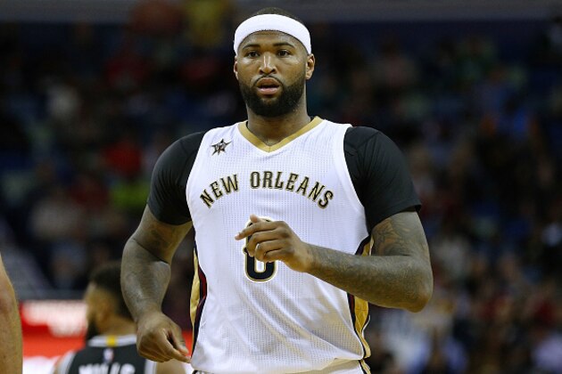 NEW ORLEANS, LA - MARCH 03:  DeMarcus Cousins #0 of the New Orleans Pelicans reacts during the second half of a game against the San Antonio Spurs at the Smoothie King Center on March 3, 2017 in New Orleans, Louisiana. NOTE TO USER: User expressly acknowledges and agrees that, by downloading and or using this photograph, User is consenting to the terms and conditions of the Getty Images License Agreement.  (Photo by Jonathan Bachman/Getty Images)