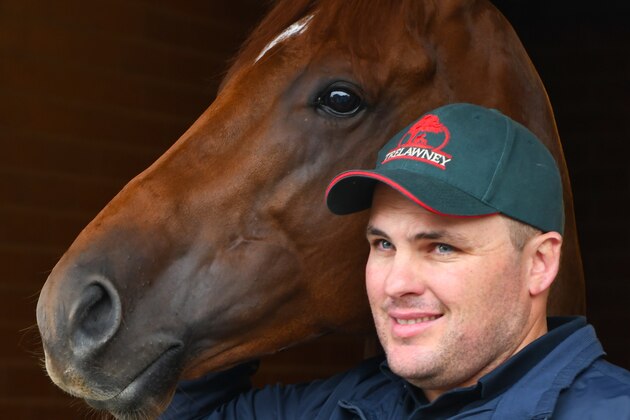 MELBOURNE, AUSTRALIA - MARCH 10:  Trainer Bryce Heys poses with Spieth at Flemington Racecourse on March 10, 2017 in Melbourne, Australia. Spieth is favourite for Saturdays Newmarket Handicap on Super Saturday at Flemington.  (Photo by Vince Caligiuri/Getty Images)