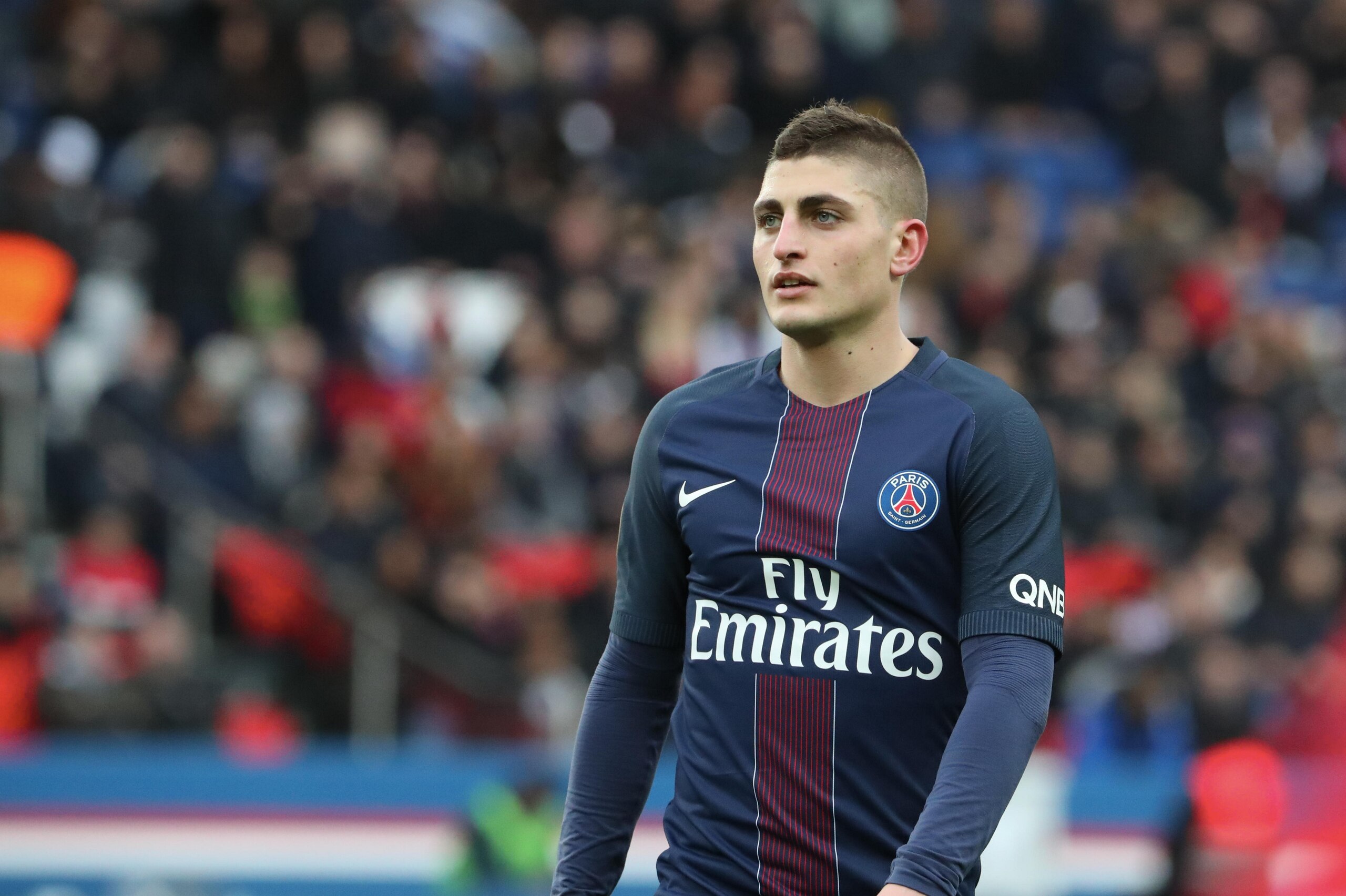 PARIS, FRANCE - MARCH 04:  Marco Verratti of Paris Saint-Germain during the French Ligue 1 match between Paris Saint-Germain and AS Nancy-Lorraine at Parc des Princes on March 4, 2017 in Paris, France.  (Photo by Xavier Laine/Getty Images)